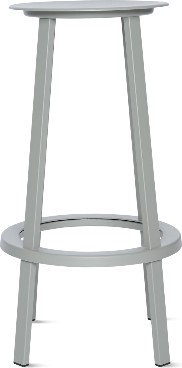 A sky grey Revolver Barstool viewed from the side